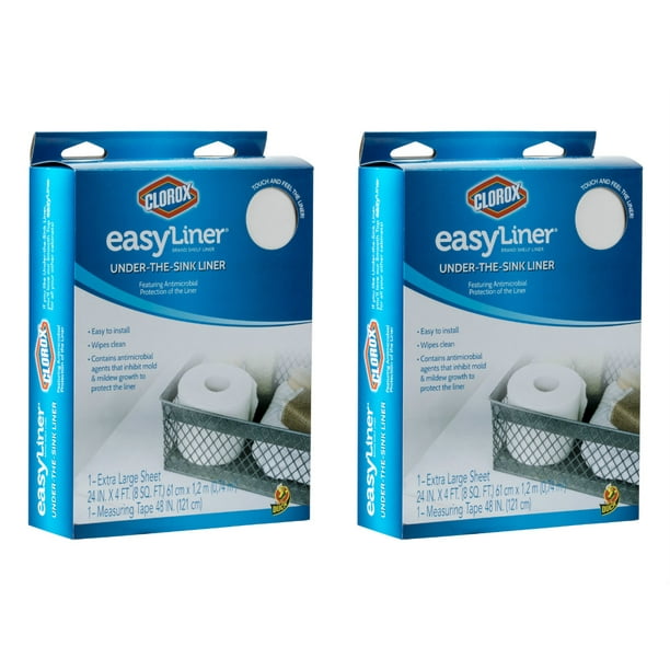Duck Brand 285341 Under The Sink Easyliner Shelf Liner With Clorox 24 In X 4 Ft White 2 Pack Walmart Com Walmart Com