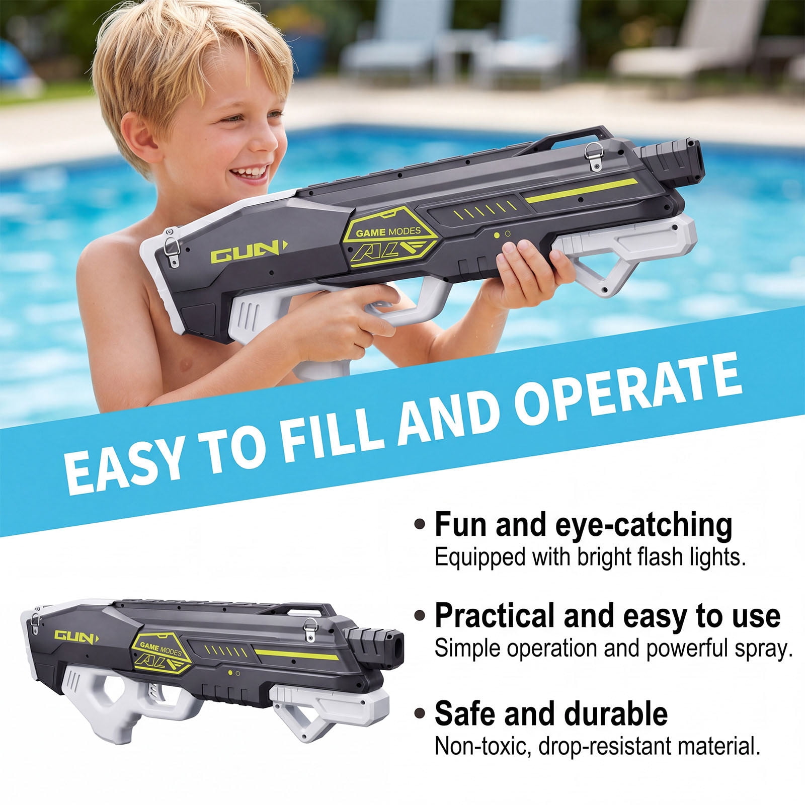Water Blaster Squirt Large Capacity Long Range Outdoor Beach Pool Summer Party Toy Backyard