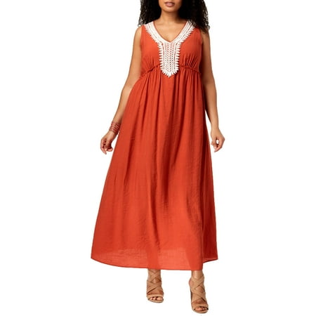NY Collection Womens Plus Crinkled Full-Length Maxi