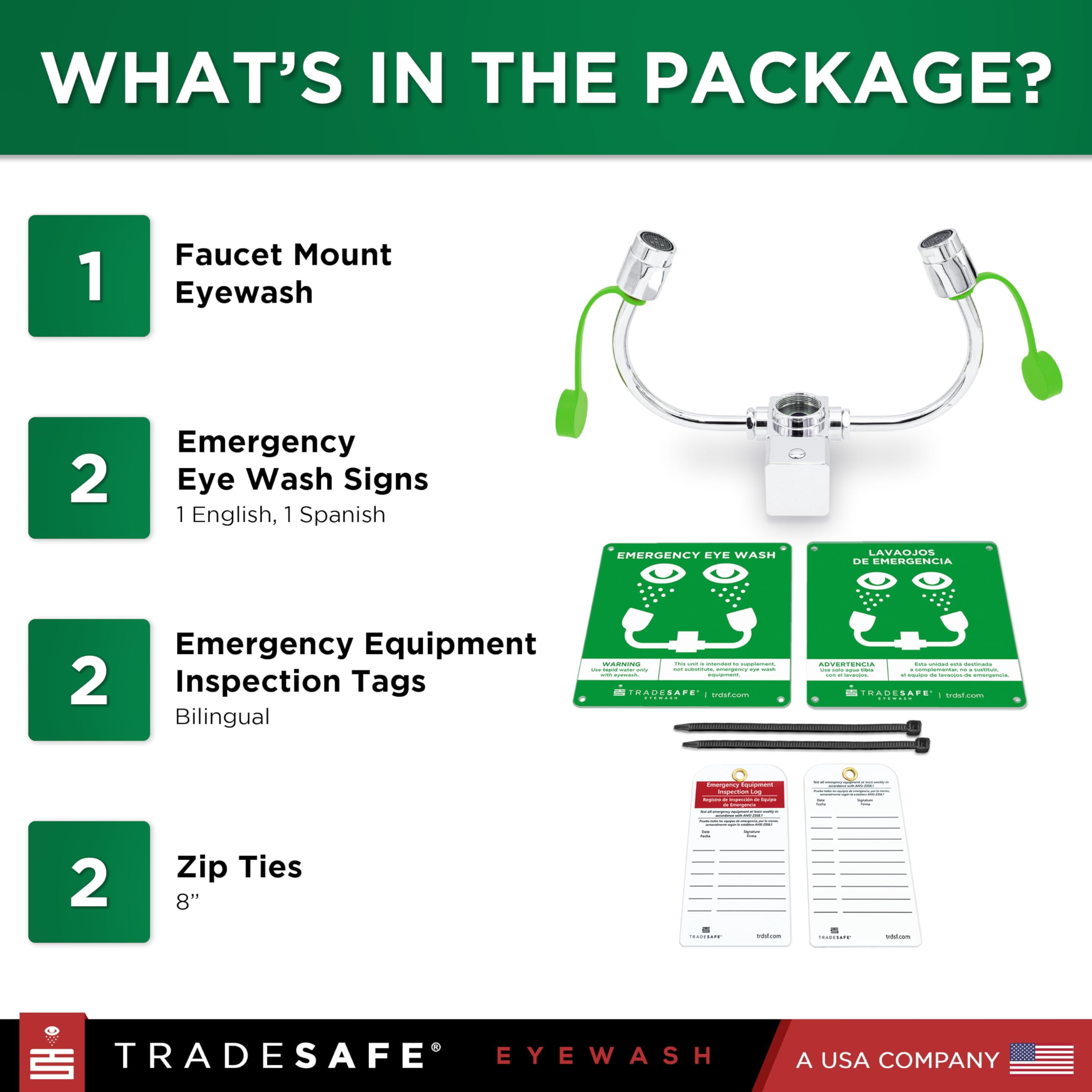 TRADESAFE Faucet Mount Eye Wash Station, Emergency Eye Wash Station OSHA Approved, ANSI Compliant