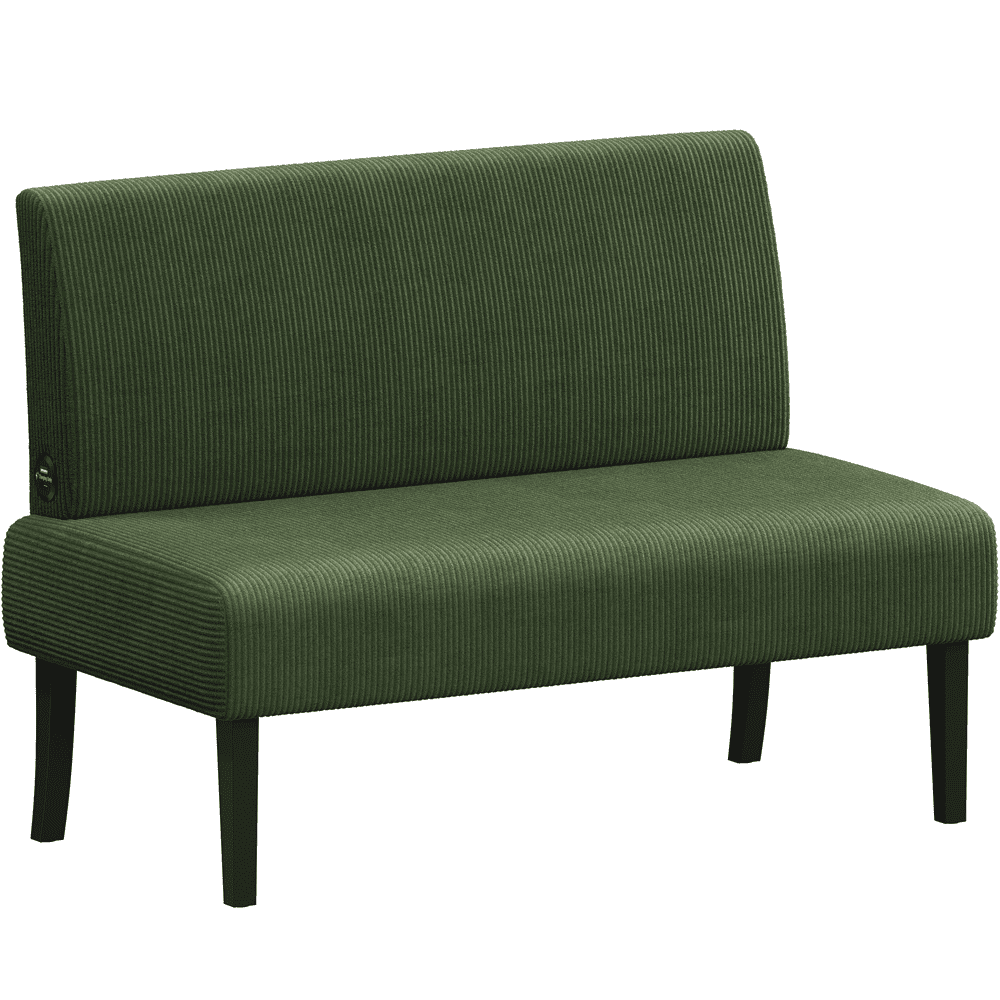Yaheetech Corduroy Armless Loveseat with Strong Rubberwood Legs & USB Ports, Green