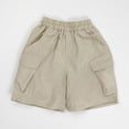 thumbnail image 5 of QIUOMBBP Athletic Quick Dry Shorts for Boys Solid Color Cargo Short Pants with Pockets Loose Summer Bottoms Beige 6Years, 5 of 9
