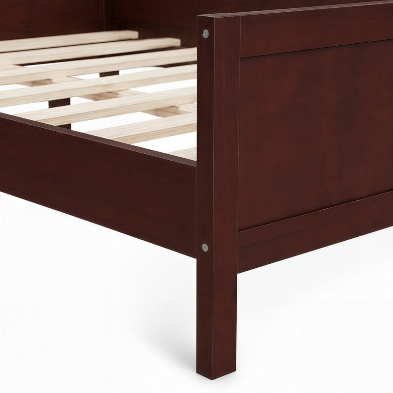 Euroco Wood Full Size Daybed, Sofa Bed with Slats, No Box Spring Needed, Dark Walnut