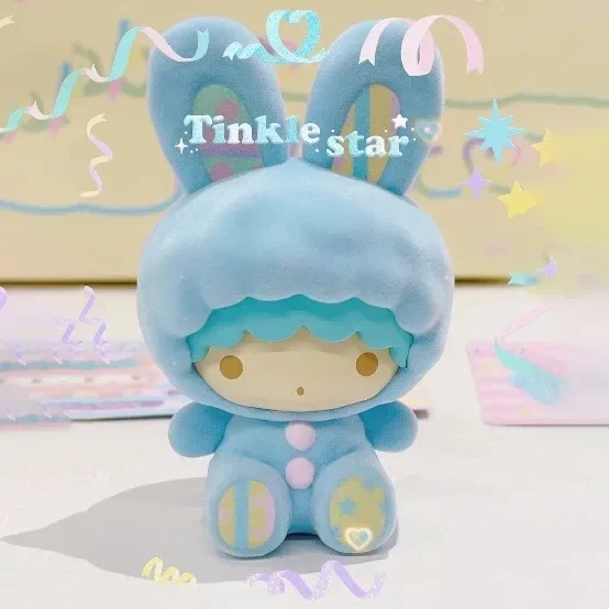 Genuine Sanrio Rabbit Series Blind Box Flocking Kulomi Cinnamoroll Action Figurine Pom Pom Purin Model Toys Collection Ornaments