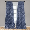thumbnail image 2 of Marine Window Curtains, Bohemian Style of Fish Print Sea Animal Deep Ocean Nautical Repeated Design, Lightweight Decor 2-Panel Set with Rod Pocket, Pair of - 28"x63", Indigo and White, by Ambesonne, 2 of 3