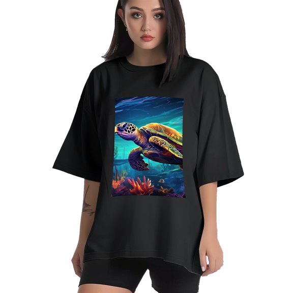 Plus Size Shirt for Women Black Tops for Women Short Sleeves Shirt for Women Sea Turtle 7 T Shirt Crewneck Shirt for Women XS