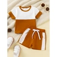thumbnail image 2 of Bagilaanoe 2pcs Newborn Baby Boy Shorts Set Short Sleeve Contrast Color T Shirt Tops + Shorts 3M 6M 9M 12M 18M 24M Infant Casual Summer Clothes, 2 of 9