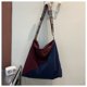 thumbnail image 2 of Bolso bandolera de pana para mujer, bolso bandolera informal de gran capacidad, bolso bandolera para compras, azul y rojo, 2 of 3