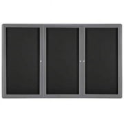 Ghent Manufacturing OVG5-F95 48 x 72 in. 3-Door Ovation Black Fabric Bulletin Board with Gray Frame