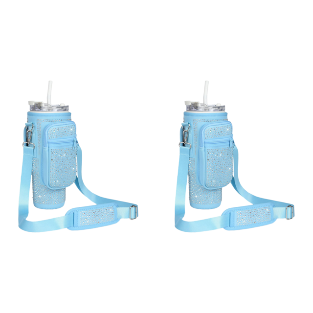 Portavasos Hielo 40 Oz Wdftyju Térmica Con Asa Con Incrustaciones Diamantes Azul 40 Oz