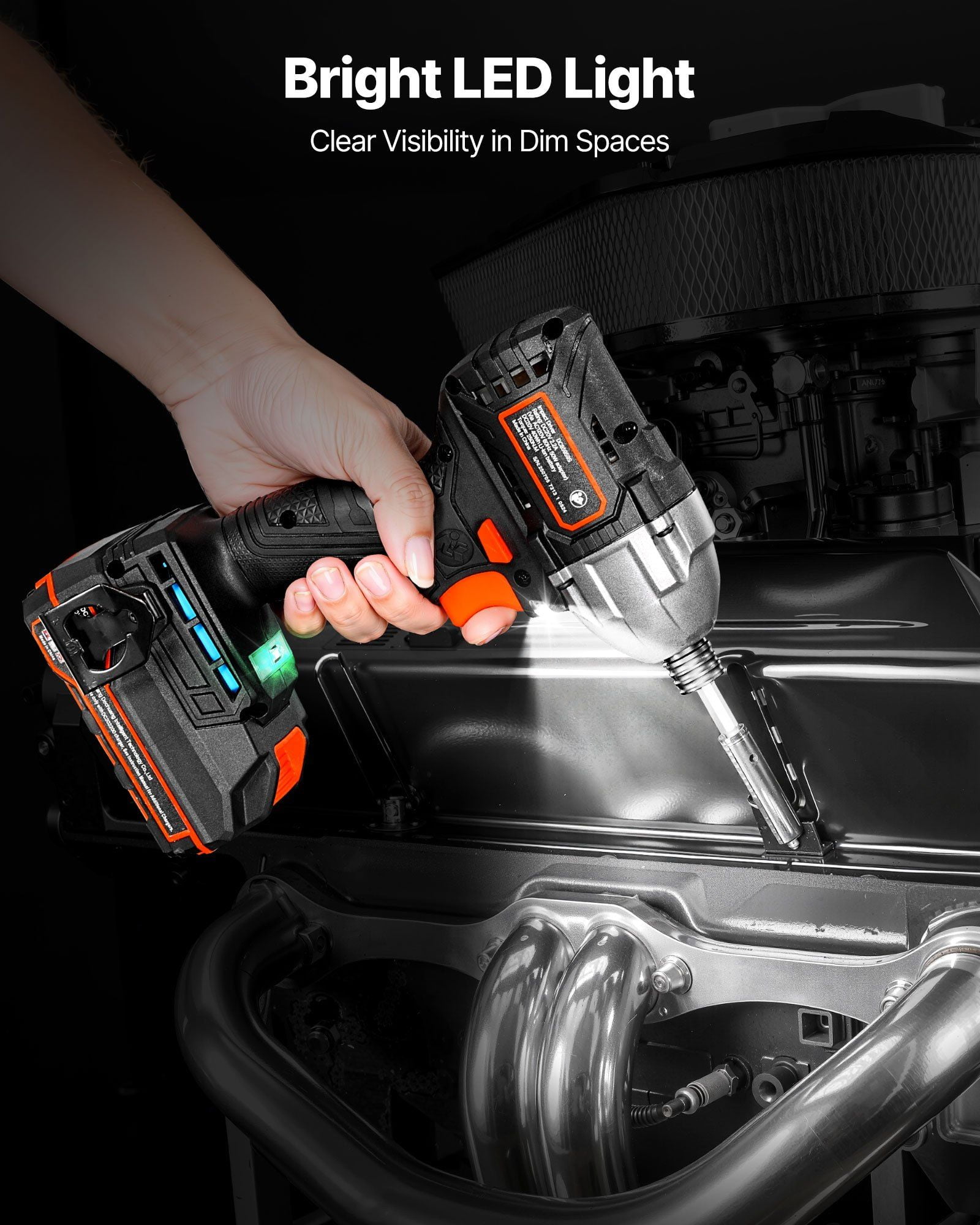 20V Brushless Cordless Impact Driver Kit 1/4 Inch 2800 RPM Max Speed with Battery Charger 20 Bits LED Work Light for Furniture Electrical Home Repairs