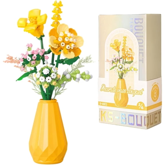 Flower Bouquet Building Set with Vase Lily for Adults Women Not Compatible with Lego