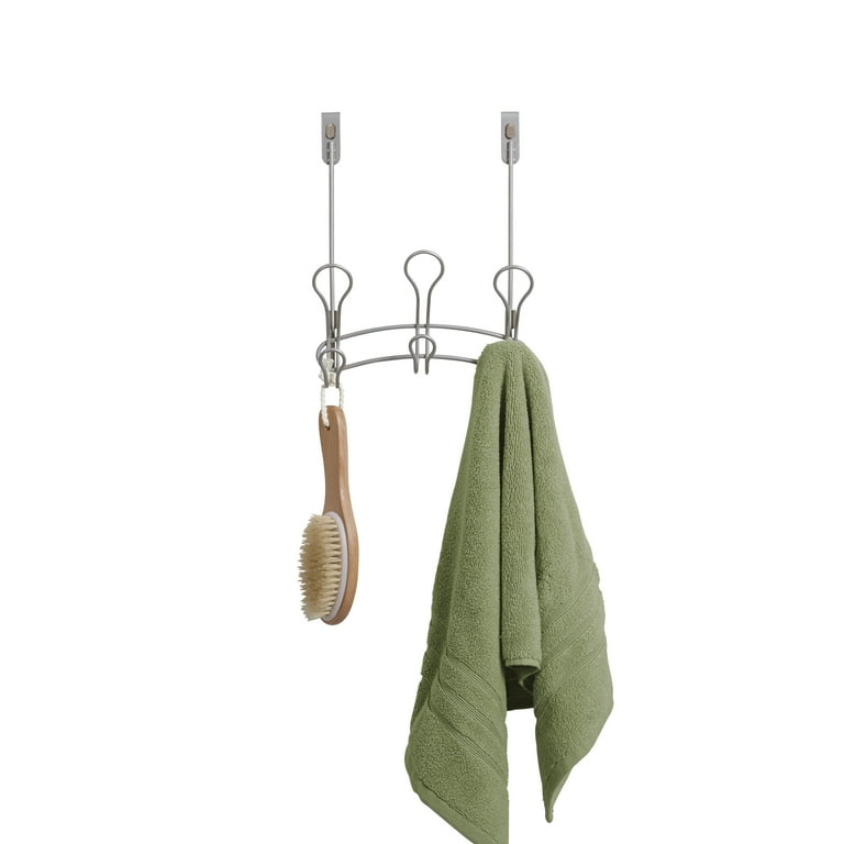 Mainstays SnugFit 3 Hook Metal over the Door Robe and Towel Holder Rack Satin Nickel Walmart