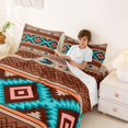thumbnail image 3 of jejeloiu Earthy Aztec Bed Sheets,Southwestern Print Full Size Sheets For Boys,Brown Turquoise,4 Pieces,1 Flat Sheet, 1 Fitted Sheet and 2 Pillowcases, 3 of 6