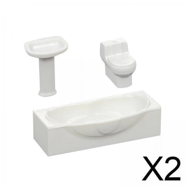 2x Juego De Lavabo Para Bañera, Decoración De Baño En Miniatura Para Bricolaje, Baño En Miniatura Para Niños
