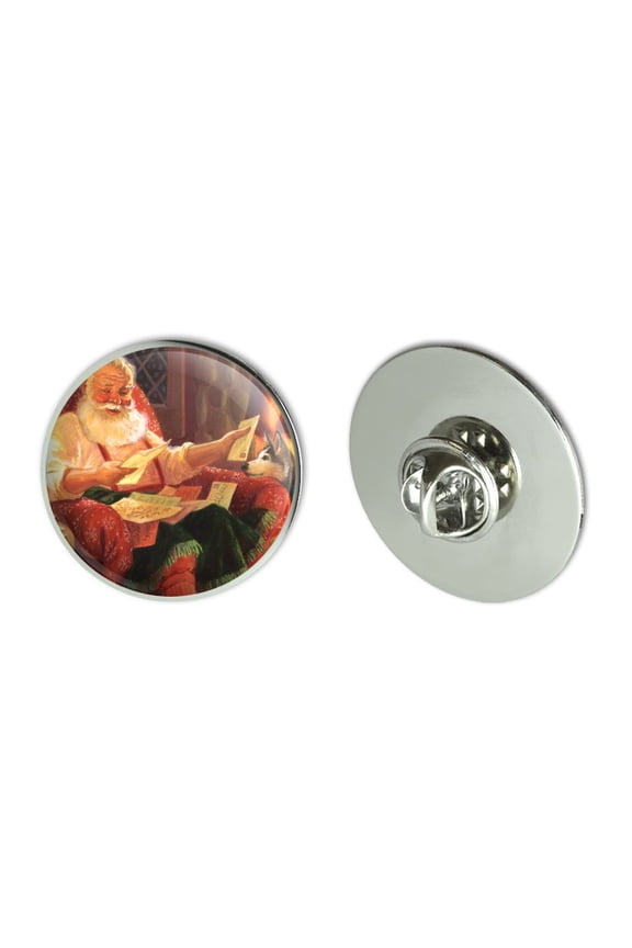 Christmas Holiday Dear Santa Reading Letters Metal 1.1" Tie Tack Hat Lapel Pin Pinback