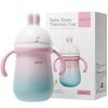 NCVI Rabbit Stainless Steel Straw Cup, 10 Ounce with 2 Straw (Pink)