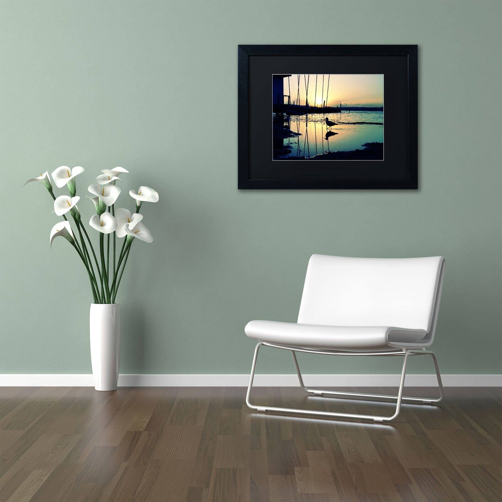 Trademark Fine Art "Lonely at Sunset" Canvas Art by Beata Czyzowska Young, White Matte, Black Frame