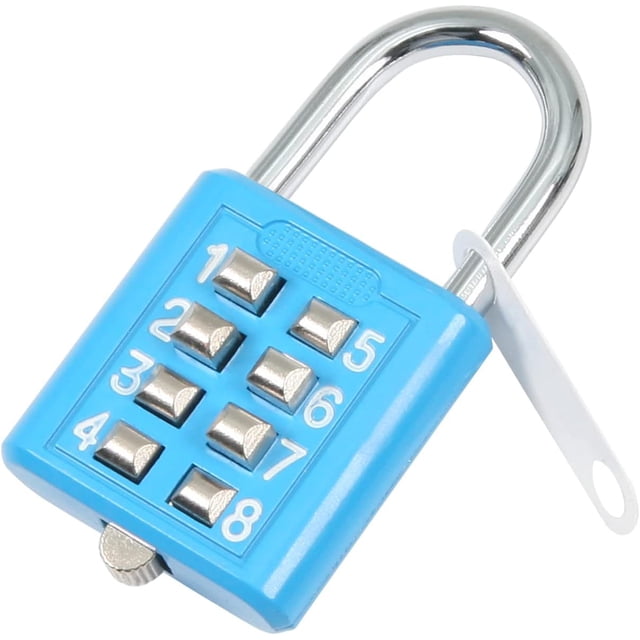 HUGFEGWE 8 Digit Combination Padlock Push Button Lock for Suitcase Luggage Drawer Door Toolbox,Fixed Gym Cabinet Door Toolbox Padlock Gym Sports School and Employee Lock,Blue 1PCS UA824-6876