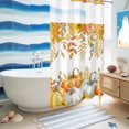 thumbnail image 5 of No Hook Shower Curtain with Built-in Rings - Fall Thanksgiving Washable Waterproof Fabric Bathroom Curtains for Hotel,Rentals, Stall 36 X 72 Inch , Orange Pumpkins Autumn Leaves Floral, 5 of 9