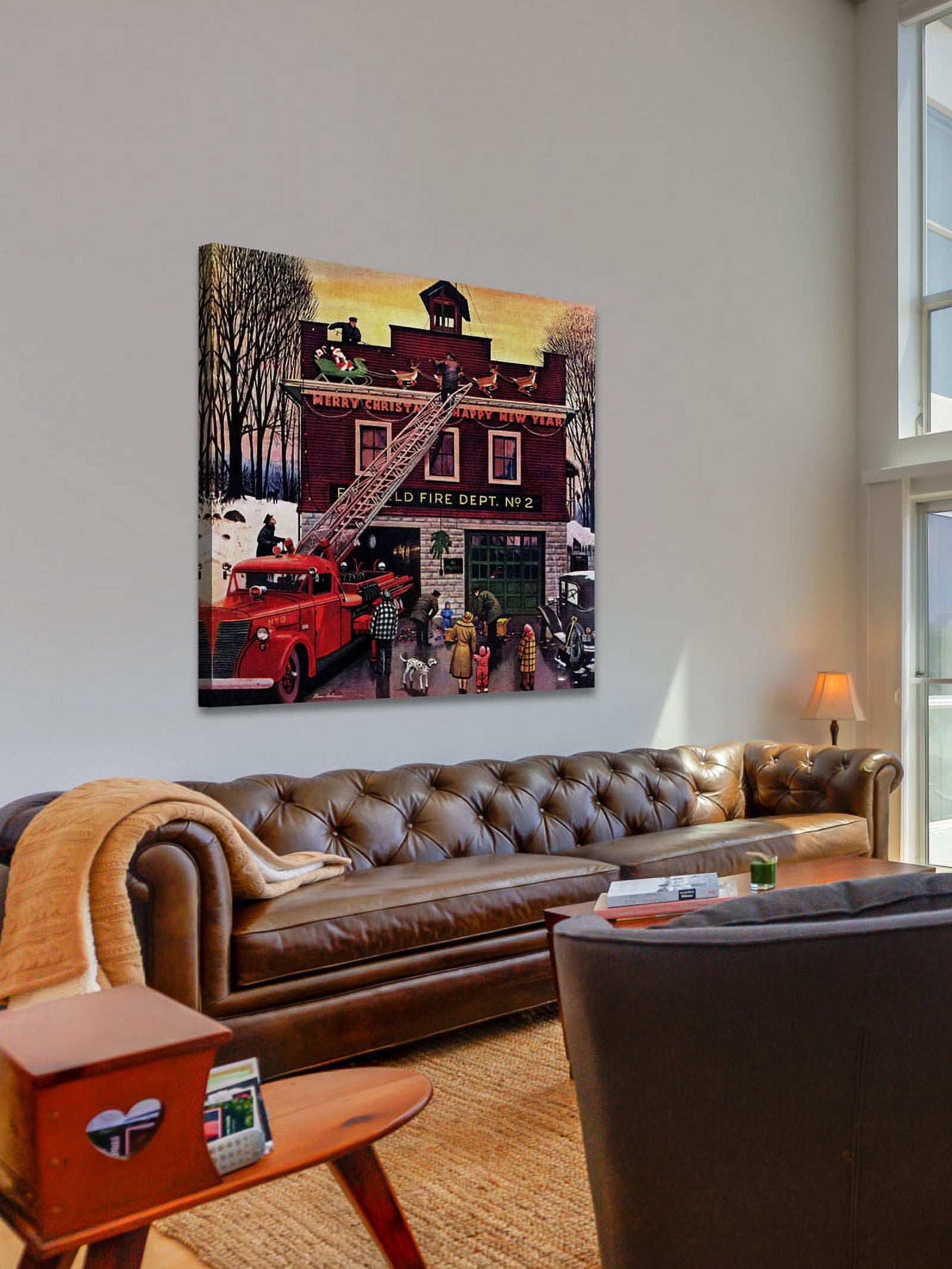 Marmont Hill "Christmas at the Fire Station" by Stevan Dohanos Painting Print on Canvas