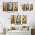 thumbnail image 4 of Designart "Boho Glam Exquisite Blue Feather On Gold" Feathers Framed Wall Art Set Of 3 - Gold Modern Frame Canvas Set For Living Room Decor, 4 of 6