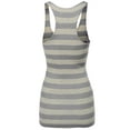thumbnail image 3 of FashionOutfit Women's Basic Sleeveless Ribbed Racer-Back Wide Stripe Tight Fit Tank Top, 3 of 4