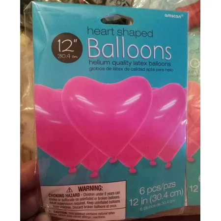 Lot Of 6 Pink 12 Color Heart Shaped Latex Balloons Wedding Party Decoration