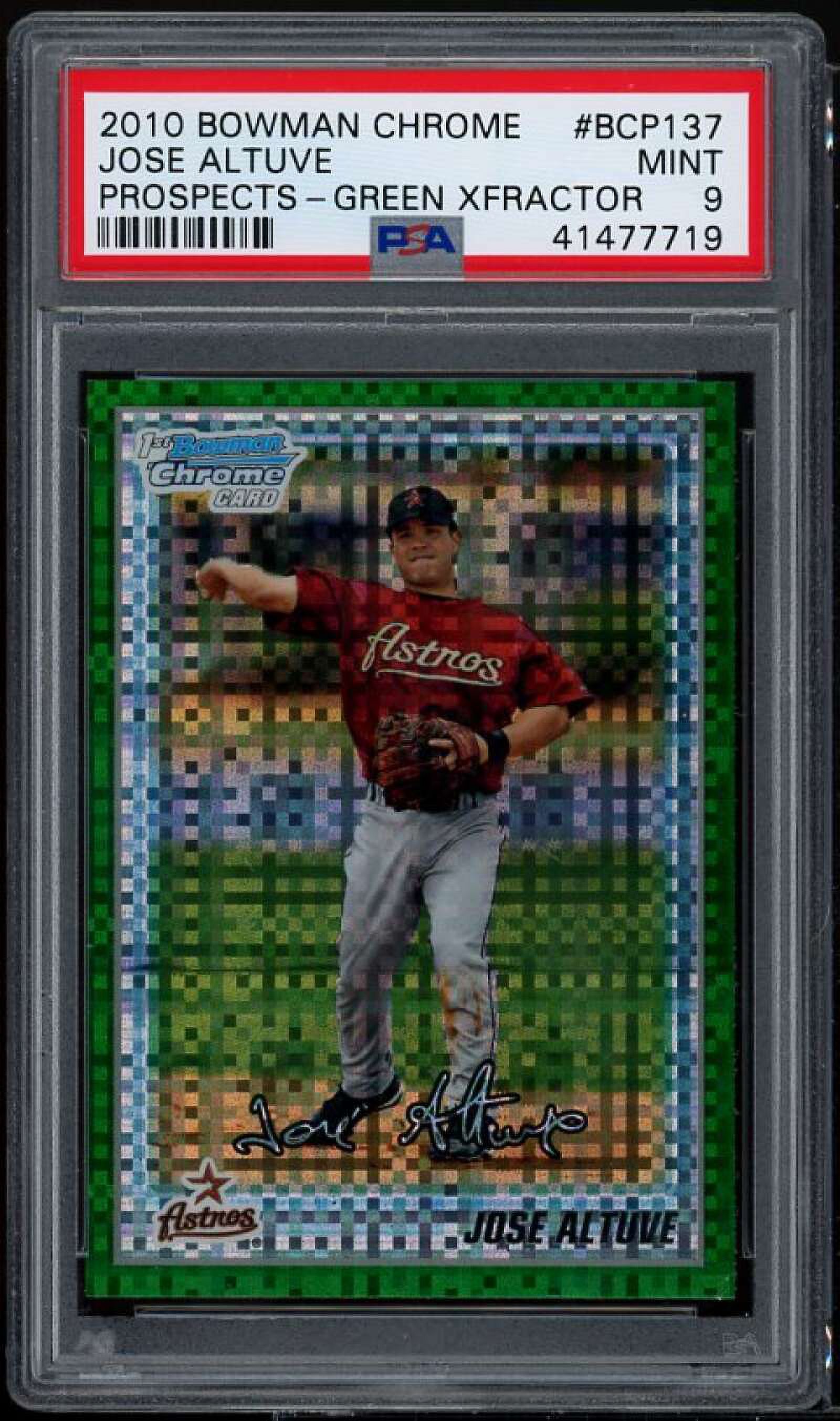 Jose Altuve Rookie 2010 Bowman Chrome Prospects Green X-Fractors #BCP137 PSA 9