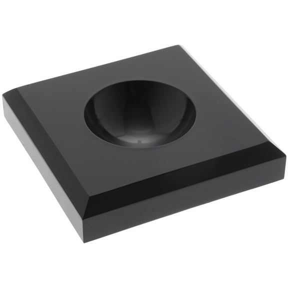 Plymor Black Acrylic Square Display Base with Indented Circle to Hold Egg, Marble, Ball or Sphere, 3.5" W x 3.5" D x 0.75" H (1.875" Circle)