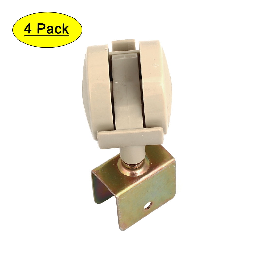 4pcs 20mm Plastic U Bracket  Swivel Caster Wheel Tan w Brake