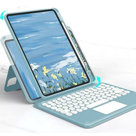 Magnetic Case for iPad 9.7 Inch iPad 5th / 6th Generation (2017/2018) Pro 9.7 Vertical Keyboard Case with Touchpad Cute Color Keyboard Clear Back Cover Detachable Keyboard