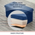 thumbnail image 3 of Ornavo Foldable Tufted Linen Large Storage Ottoman Bench Foot Rest Stool/Seat - 15" x 30" x 15"- Navy, 3 of 6