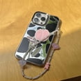 thumbnail image 4 of Kawaii Cute Tulip Flower Cow Print Plating Mirror Lanyard Chain Phone Case Compatible with iPhone Case (Silver,iPhone 12), 4 of 6