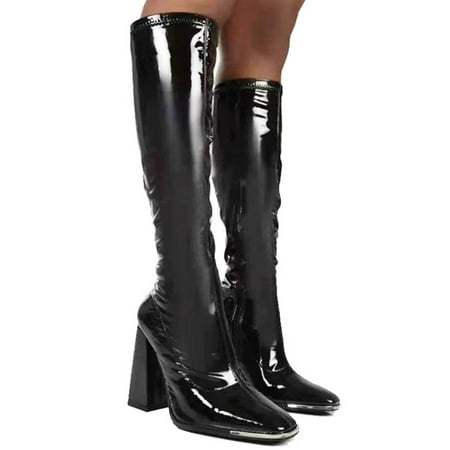 

Christmas Heels Comfortable Shoes Retro High Color Booties Middle Women Solid Zipper Women s Boots
