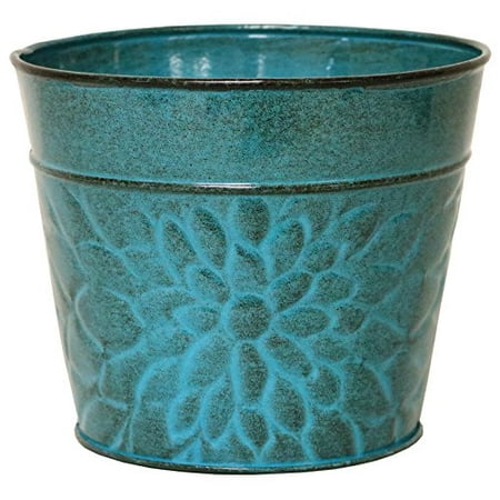 Robert Allen MPT02002 Laurel Series Metal Planter Flower Pots  4   Lagoon