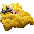 thumbnail image 3 of Juego de cuatro piezas de vellón de coral grueso, edredón de franela de doble cara, funda de edredón de vellón de cristal de invierno, cama con forro polar mágico, 3 of 5
