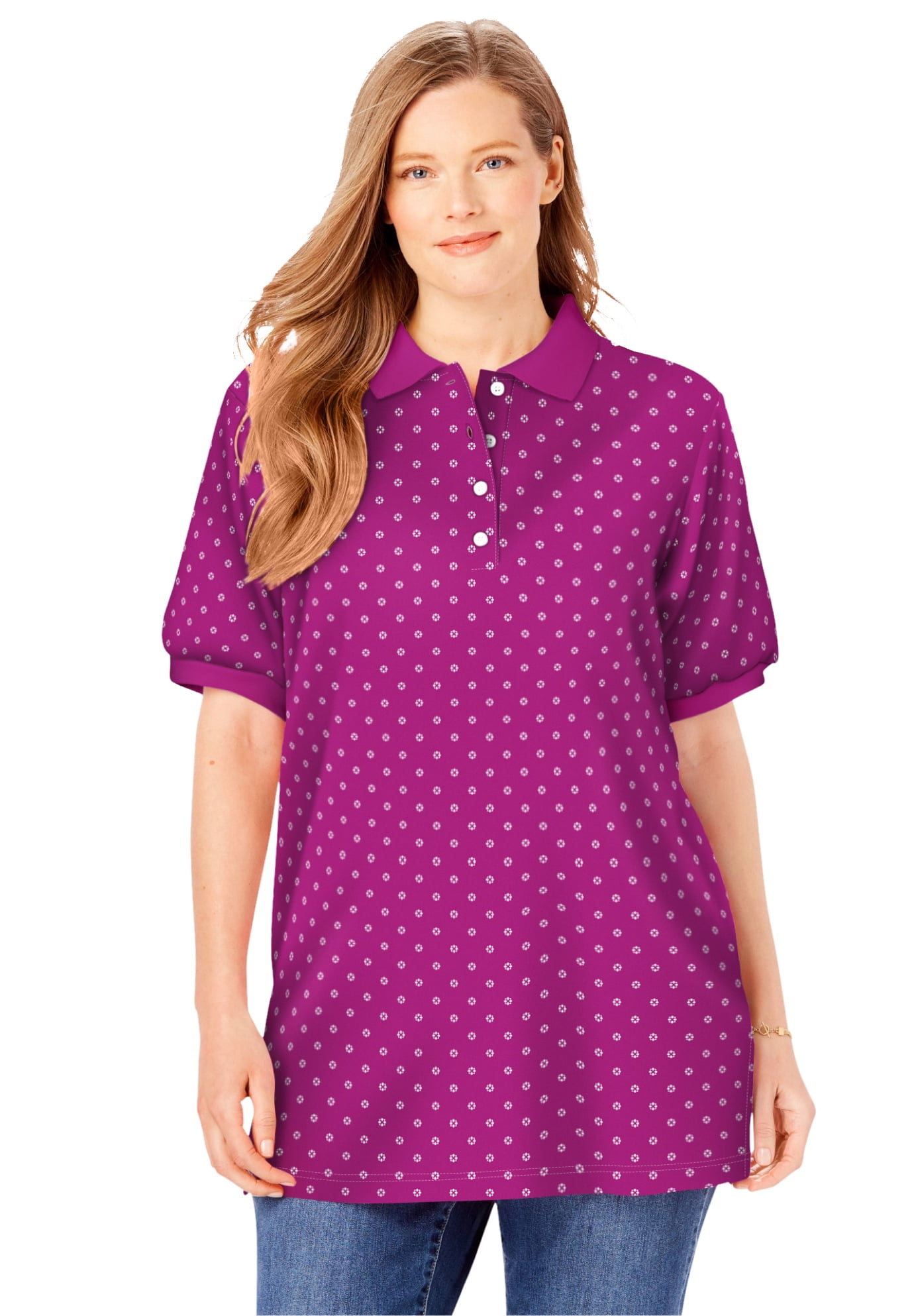 Woman Within Woman Within Women's Plus Size ElbowSleeve Tunic Polo