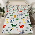 thumbnail image 2 of Manfei Cartoon Zoo Animal Bed Sheets Set Twin Size, Kawaii Tiger Lion Bed Sheets Twin, Coconut Tree Bedding Twin Size, Super Cozy Bedroom Decorative, 3pcs, 2 of 7