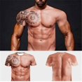 thumbnail image 2 of Camiseta con estampado de tatuaje muscular Camiseta de manga corta con estampado digital 3d para hombre, 2 of 2