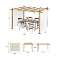thumbnail image 3 of BouPower 10x10/10x13 Ft Outdoor Aluminum Pergola, Heavy-Duty Woodgrain Patio Pergola with Retractable Canopy Sun Shade & Side Mesh Curtain, Metal Gazebo for Existing Deck Backyard Garden, Blue, 3 of 7