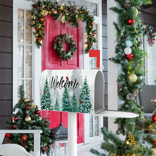 Ruiboury Weather-resistant And Robust Couch Cover Easy To Vivid Print Christmas Deer Pattern Mailbox Sleeve Cloth Standard Size YTYH2309053 5Set