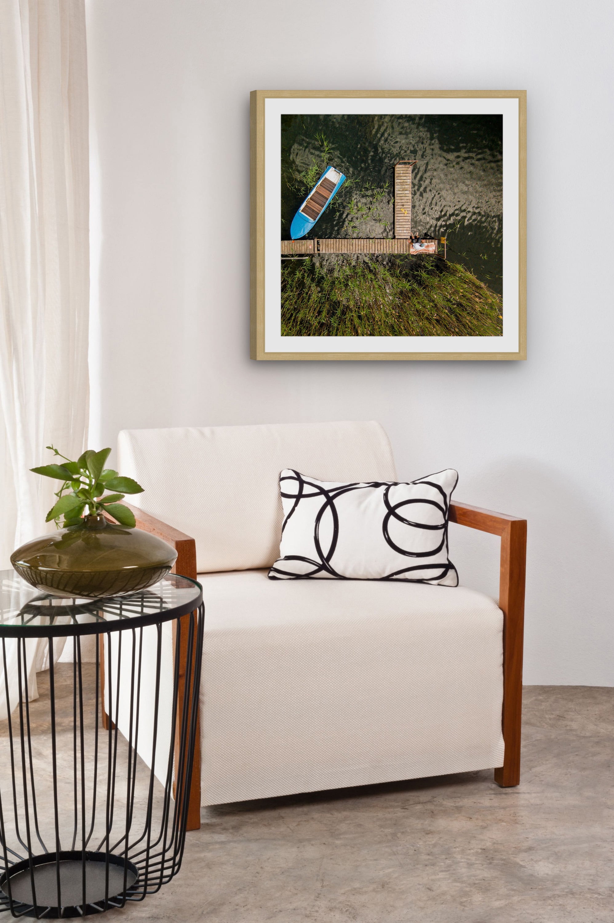 "Blue Boat" Framed Painting Print
