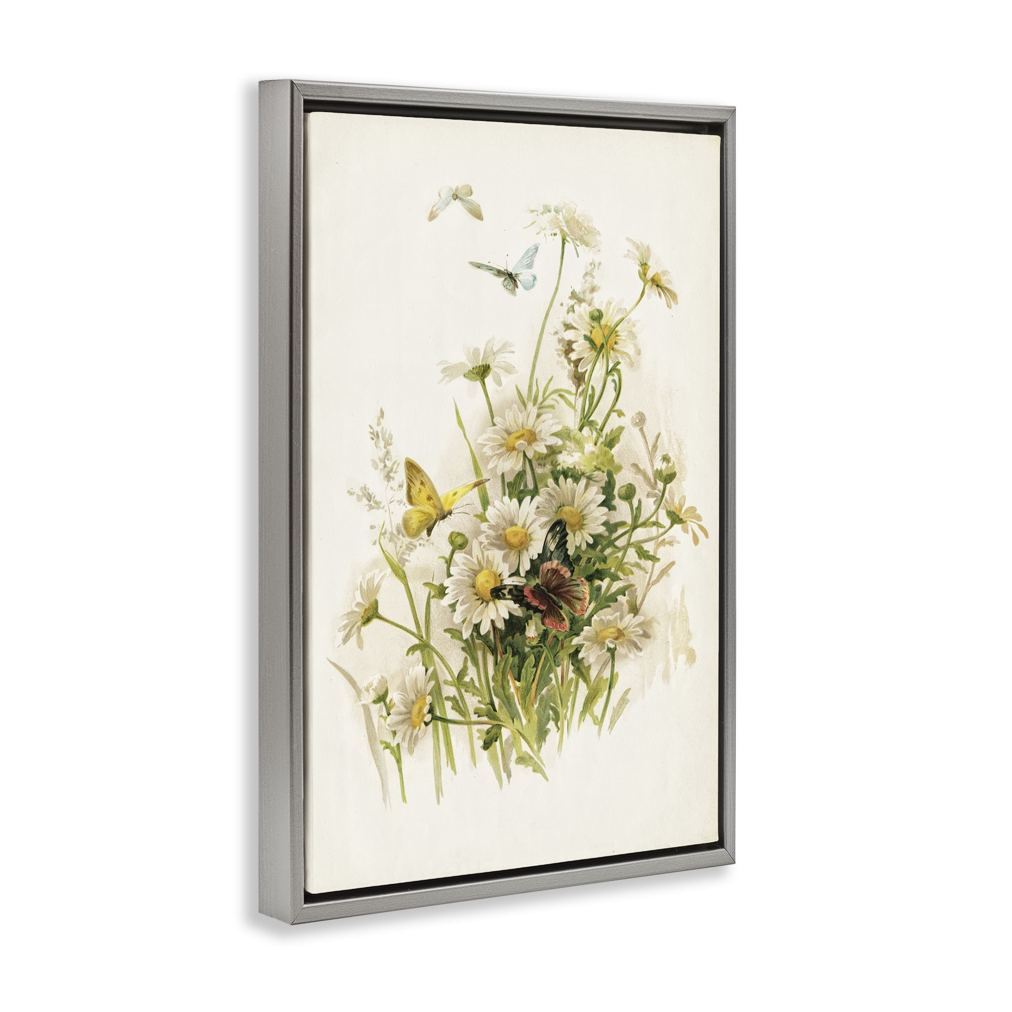 Stupell Industries Spring Pickings Florals Plants & Flowers Painting Gray Floater Framed Canvas Art Print Wall Art, 17 x 25