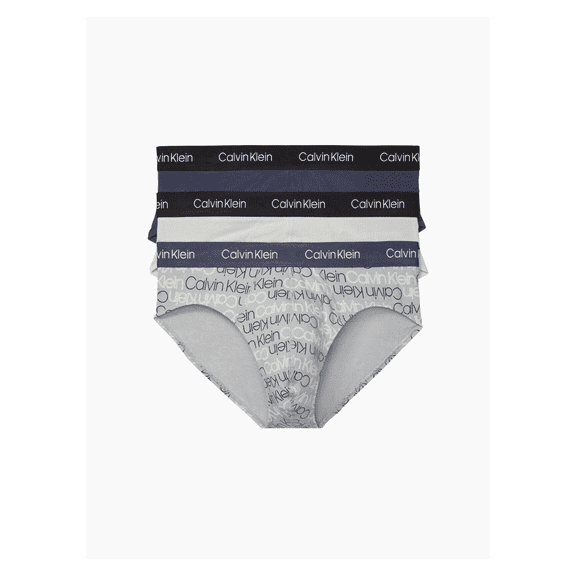 Calvin Klein Men's Stretch 3-Pack Hip Brief grey/indigo heather logo L