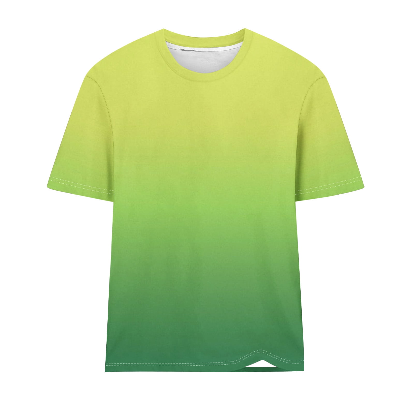 ATOYSOY Women's Round Neck Pullover Cotton Lined Loose Tops Regular Fit Trendy Causal Workout Comfy Retro Short Sleeve T Shirts Gradient Tees for Girls Green S