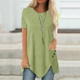 thumbnail image 2 of Lenago Womens Tops Plus Size Short Sleeve Button Solid O-Neck Irregular T-shirt Blouse Tops, 2 of 6