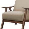 thumbnail image 3 of Fabric Upholstered Accent Chair with Curved Armrests, Light Brown- Saltoro Sherpi, 3 of 3