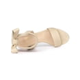 thumbnail image 4 of BLISSFUL STEP Women Open Toe Ankle Bow Tie Mid Heels Sandals Beige 6, 4 of 7