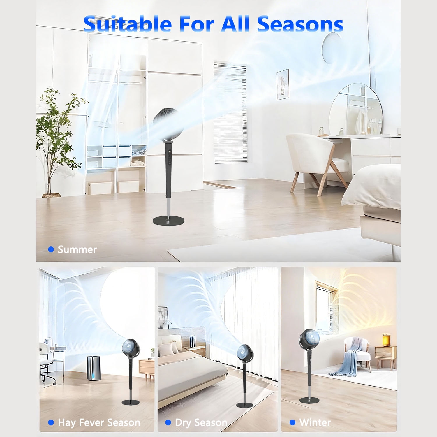 Pedestal Fan with Remote & Adjustable Height , Quiet 16 Speeds & 5 Modes, 120° Dual-Axis Oscillating Standing Fan,12H Timer for Home Office Bedroom